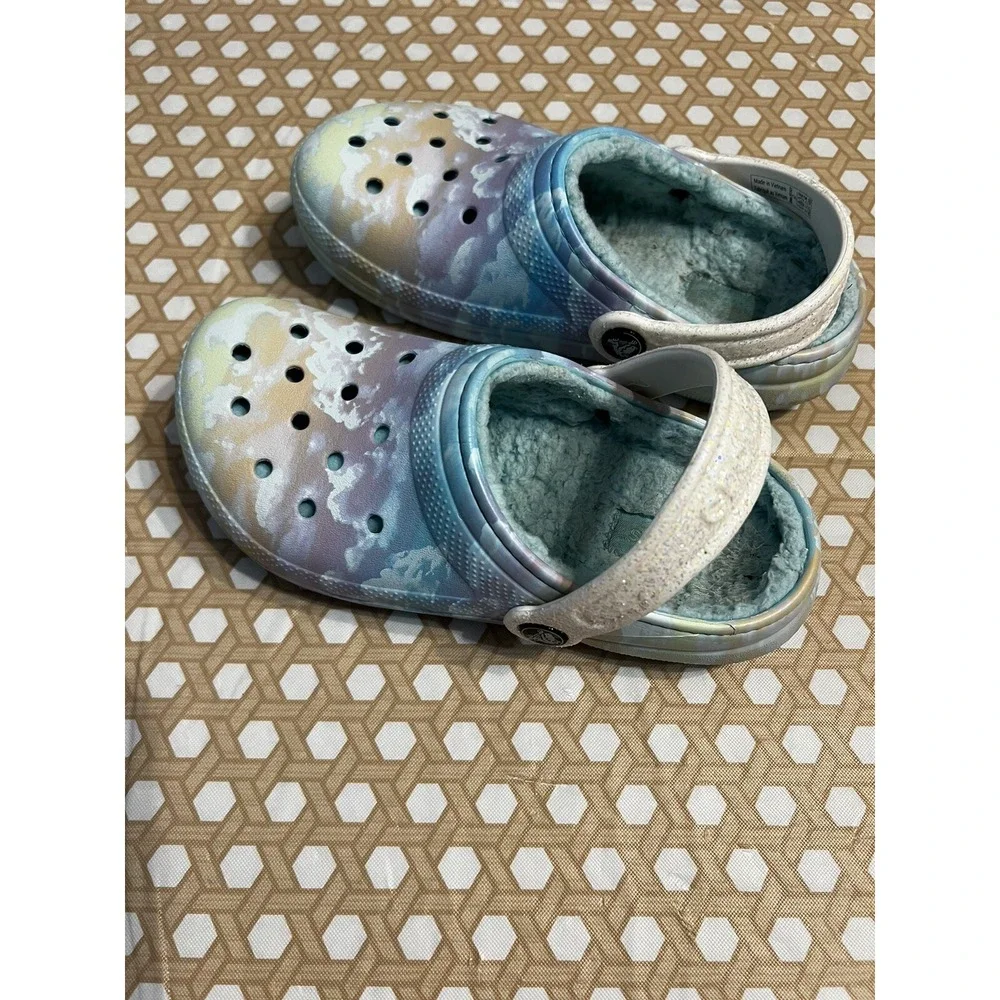Crocs Kids Size J2 Lined Clogs‎ Sandals Girls Blue
